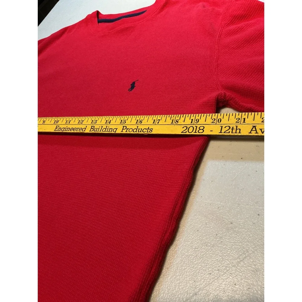 Polo Ralph Lauren Men Medium Red Waffle Knit Thermal Long Sleeve Pony Logo Shirt